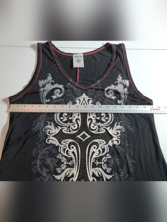 Vocal 3XL Whimsigoth Grunge Black & Tie Dye Pink Cross Tank Tunic Top - Picture 4 of 9